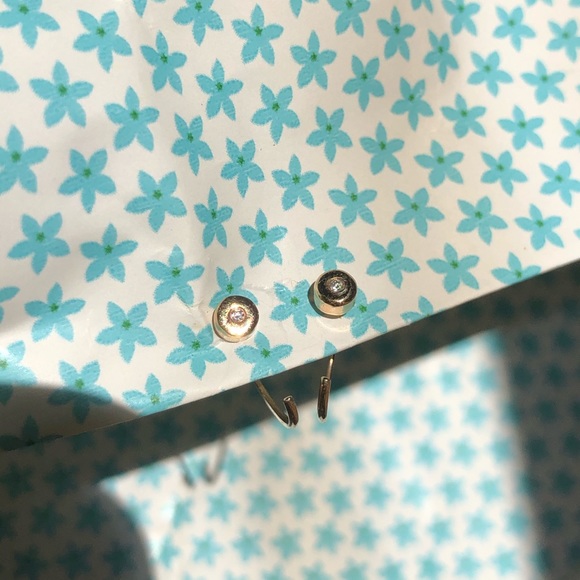 Melissa Joy Manning 14K Gold Diamond Hug Earrings Flush Set Delicate Mini Hoops - Picture 6 of 15